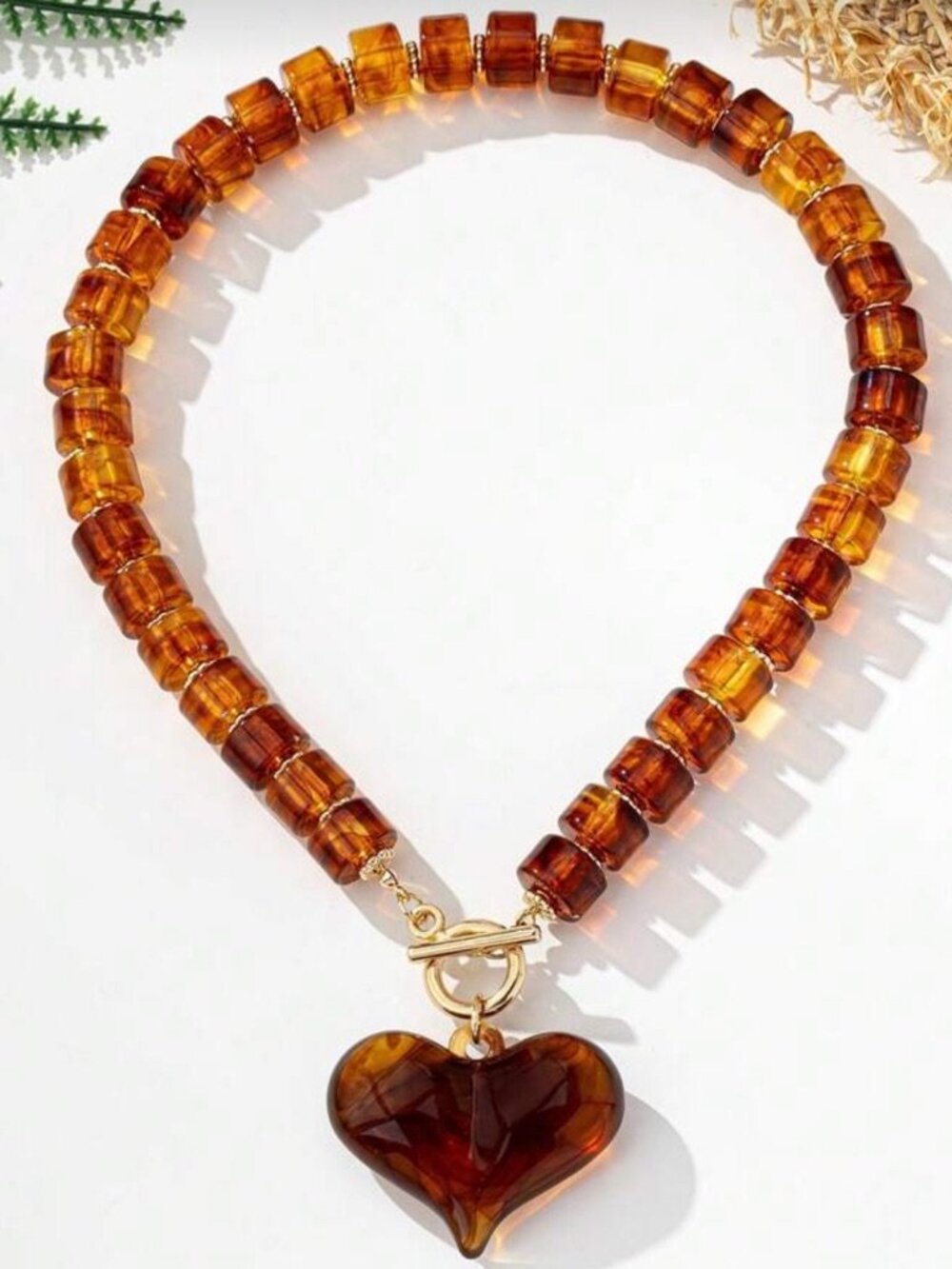 Amber brown Heart Charm M555